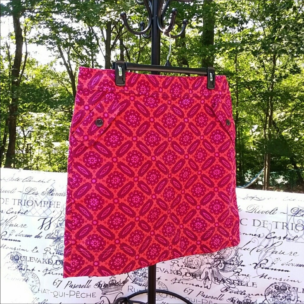 ANN TAYLOR Short Skirt Size:14 Orange and Pink
